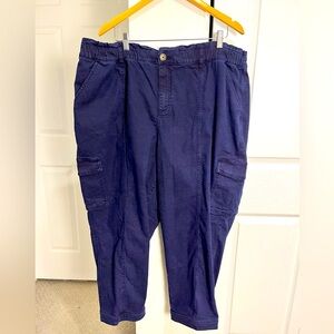 Lane Bryant Navy Khacki Cargo Pants Size 22S Elastic Waist Casual Career